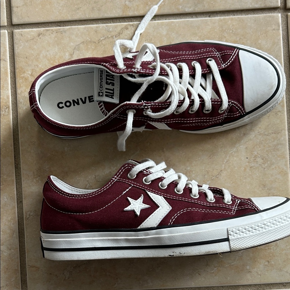 Converse Maroon Low-Top Sneakers with White Accents